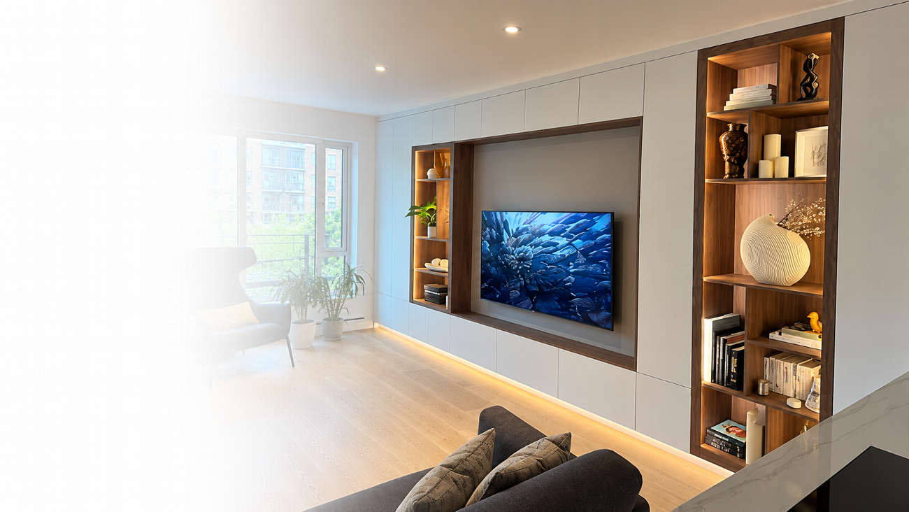 bespoke fitted media wall in Surrey